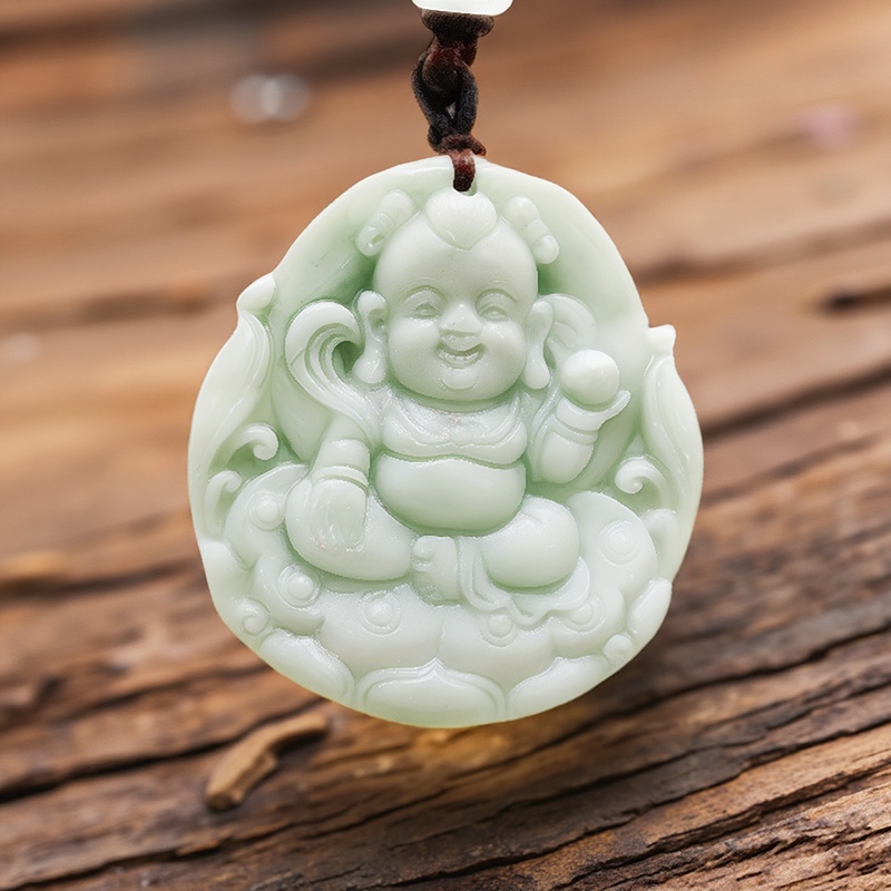 Men'S Accessories And Jewelry - Green Real Jade Nezha Pendant Necklace