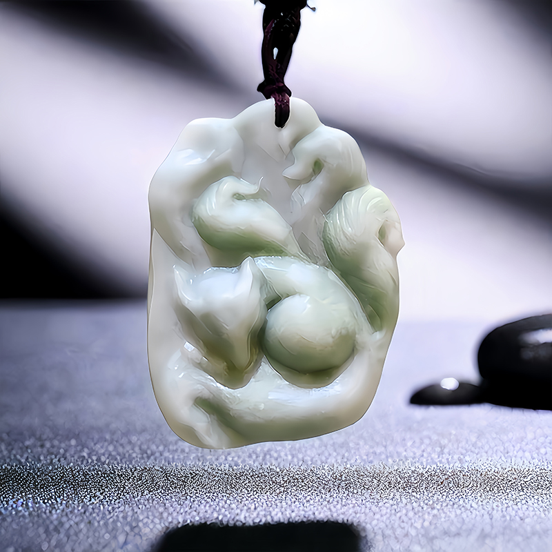 Men'S Accessories And Jewelry - Natural Real Jade Fox Pendant Necklace